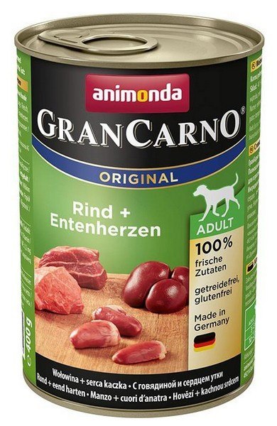 Animonda GranCarno Original Adult Rind Entenherzen Wołowina + Serca kacze puszka 400g Animonda GranCarno Original Adult Rind Entenherzen Wołowina + Serca kacze puszka 400g