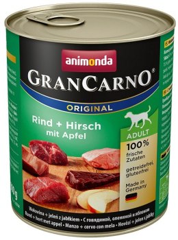 Animonda GranCarno Original Adult Rind Hirsch Apfel Wołowina, Jeleń + Jabłko puszka 800g