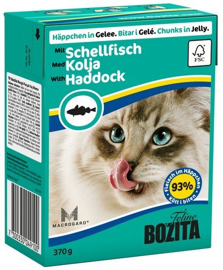 Bozita z Rybą Morską (dorszem) kawałki w galaretce kartonik 370g Bozita z Rybą Morską (dorszem) kawałki w galaretce kartonik 370g