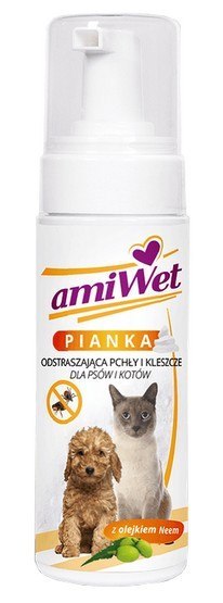 Amiwet Pianka odstraszająca pchły i kleszcze dla psów i kotów 150ml