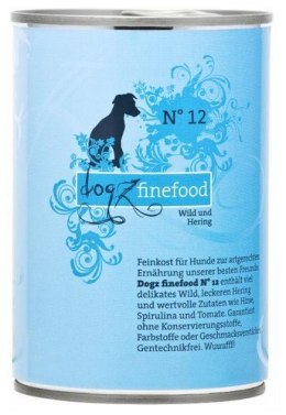 Dogz Finefood Classic N.12 Dziczyzna i śledź puszka 400g