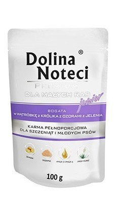 Dolina Noteci Premium Pies Junior Wątróbka z królika i ozory z jelenia saszetka 100g