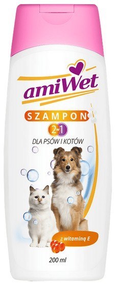 Amiwet Szampon 2w1 dla psów i kotów z witaminą E 200ml