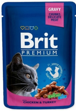 Brit Premium Cat Adult Kurczak + Indyk saszetka 100g