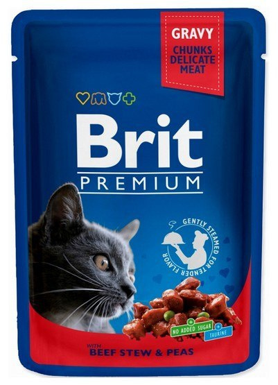 Brit Premium Cat Adult Wołowina + Groszek saszetka 100g Brit Premium Cat Adult Wołowina + Groszek saszetka 100g