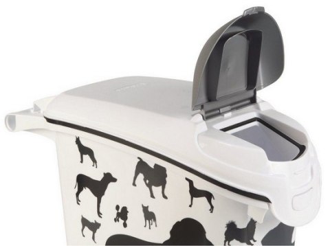 Curver Pet Life Pojemnik na psią karmę - białoczarny z psami 10kg Curver Pet Life Pojemnik na psią karmę - białoczarny z psami 10kg
