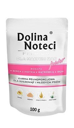 Dolina Noteci Premium Pies Junior Serca indyka i wątróbka z gęsi saszetka 100g