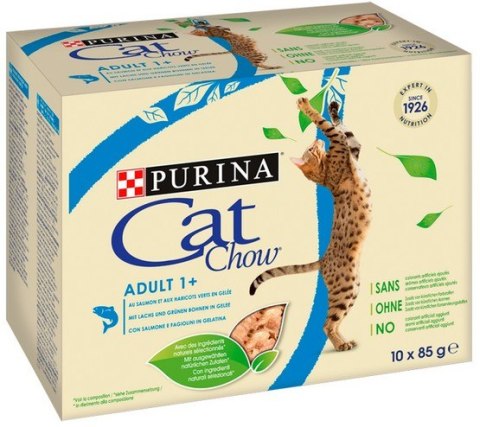 Purina Cat Chow Łosoś i zielona fasolka saszetki 10x85g Purina Cat Chow Łosoś i zielona fasolka saszetki 10x85g