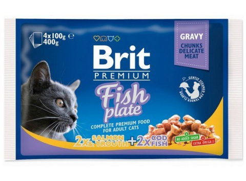Brit Premium Cat Adult Fish Plate saszetki 4x100g Brit Premium Cat Adult Fish Plate saszetki 4x100g