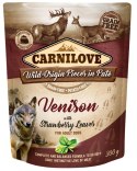 Carnilove Dog Venison & Strawberry Leaves - dziczyzna i liście truskawki saszetka 300g