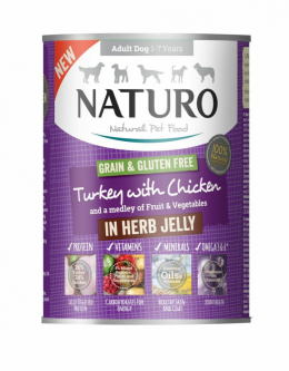 NATURO INDYK KURA w ziołowej galaretce 390g