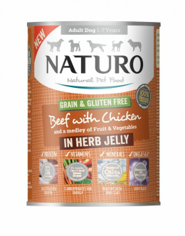 NATURO WOŁOWINA KURA w ziołowej galaretce 390g