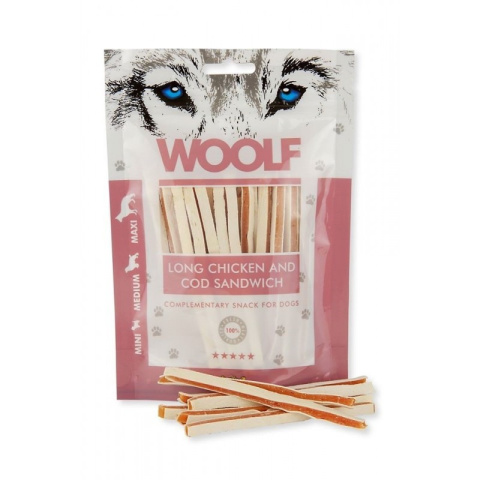 Woolf - Long Chicken and Cod Sandwich 100g Woolf - Long Chicken and Cod Sandwich 100g