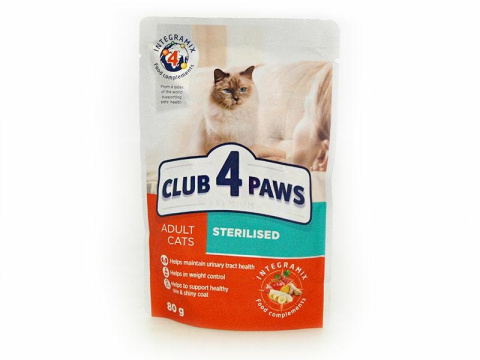 CLUB4Ł ADULT STERILISED saszetka 80 g CLUB4Ł ADULT STERILISED saszetka 80 g