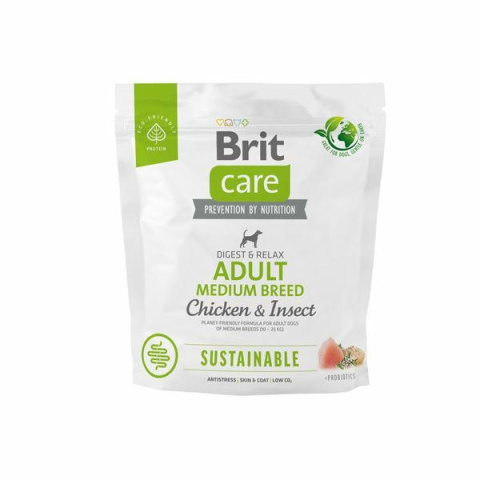 Brit Care Dog Sustainable Adult Medium Breed Chicken & Insect 1kg