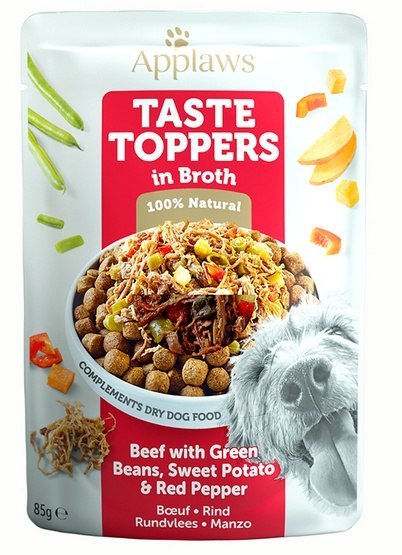 Applaws Taste Toppers Saszetka dla psa - wołowina, zielony groszek, bataty i czerwona papryka w sosie 85g Applaws Taste Toppers Saszetka dla psa - wołowina, zielony groszek, bataty i czerwona papryka w sosie 85g