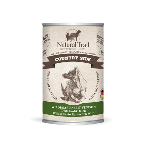 NATURAL TRAIL COUNTRY WILDBOAR, RABBIT, VENISON puszka 400g NATURAL TRAIL COUNTRY WILDBOAR, RABBIT, VENISON puszka 400g
