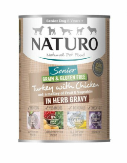 NATURO SENIOR INDYK& KURCZAK W ZIOŁOWYM SOSIE puszka 390g