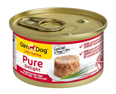 GIMDOG PURE Delight TUŃCZYK WOŁOWINA puszka 85g GIMDOG PURE Delight TUŃCZYK WOŁOWINA puszka 85g