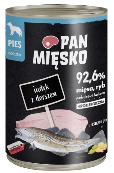 Pan Mięsko Karma mokra dla psa Indyk z dorszem puszka 400g