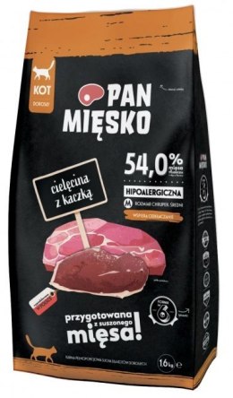 Pan Mięsko Karma sucha dla kota - cielęcina i kaczka chrupki M 1,6kg