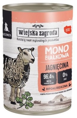 Wiejska Zagroda Monobiałkowa Jagnięcina dla szczeniąt puszka 400g