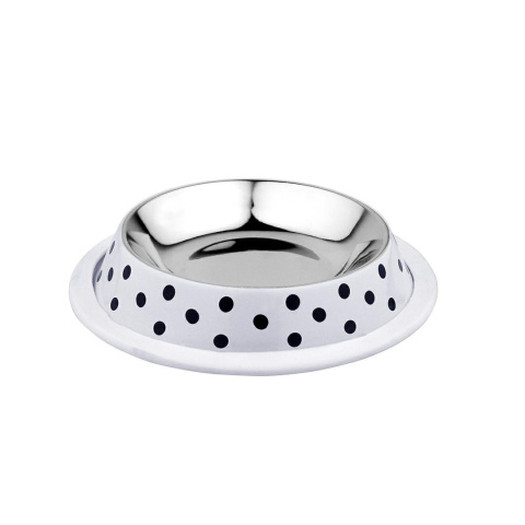 DUVO+ MISKA METAL NA GUMIE BIAŁA W KROPKI "S" 460ml DUVO+ MISKA METAL NA GUMIE BIAŁA W KROPKI "S" 460ml