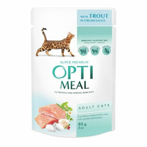 OPTIMEAL KOT PSTRĄG w sosie KREMOWYM saszetka 85g OPTIMEAL KOT PSTRĄG w sosie KREMOWYM saszetka 85g