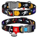 Collar WauDog Nylon Obroża nylonowa z QR-paszportem, plastikowy fastex, wzór NASA, 25mm/37-58cm