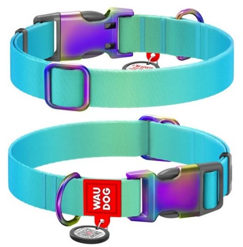 Collar WauDog Recycled Obroża nylonowa z QR-paszportem, gradient XL 25mm x 37-58cm niebieski