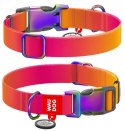 Collar WauDog Recycled Obroża nylonowa z QR-paszportem, gradient M 20mm x 28-40cm pomarańczowy