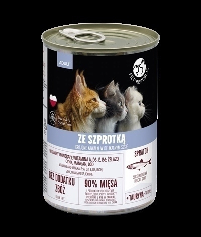 PET REPUBLIC KOT SZPROTKA sos puszka 400g PET REPUBLIC KOT SZPROTKA sos puszka 400g