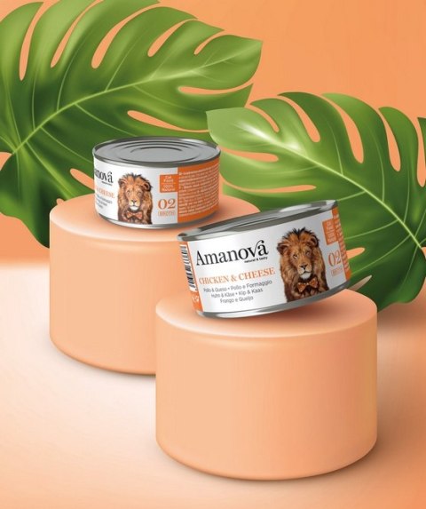 Amanova Cat Chicken & Cheese - kurczak i ser w bulionie puszka 70g [02]