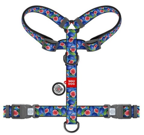 Collar WauDog Nylon Szelki nylonowe anatomiczne w kształcie litery H, z QR-paszportem, plastikowy fastex, wzór FIGA, rozmiar M 2