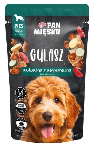 Pan Mięsko Karma mokra dla psa - Gulasz wołowina z wieprzowiną saszetka 150g