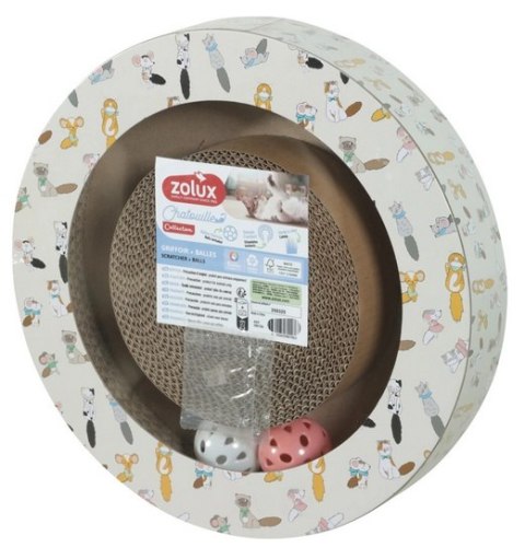Zolux Chatouille Drapka tekturowa okrągła z piłkami i kocimiętką