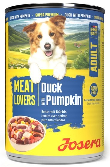 Josera Pies Meat Lovers Menu Kaczka z dynią puszka 400g