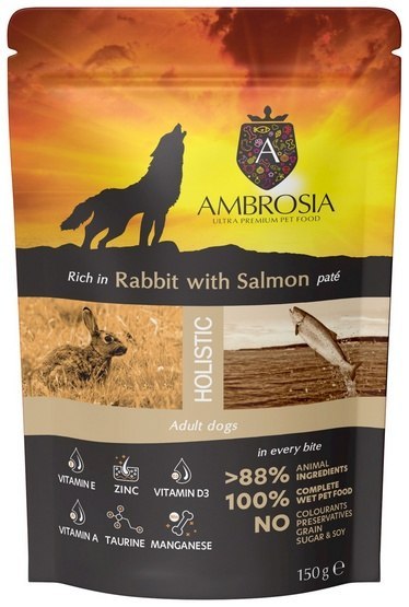 Ambrosia Dog Adult Rabbit & Salmon saszetka 150g