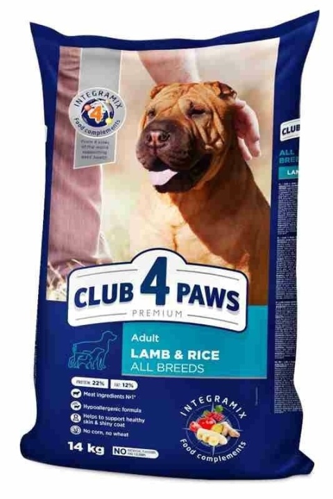 CLUB4Ł PIES JAGNIĘCINA+RYŻ wszystkie rasy 14kg
