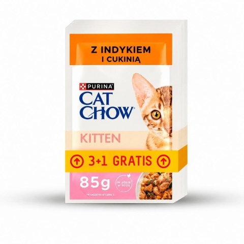 PURINA CAT CHOW KITTEN INDYK + CUKINIA sasz.4 x 85g