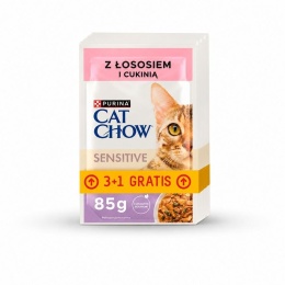 PURINA CAT CHOW SENSITIVE ŁOSOŚ + CUKINIA sasz.4 x 85g