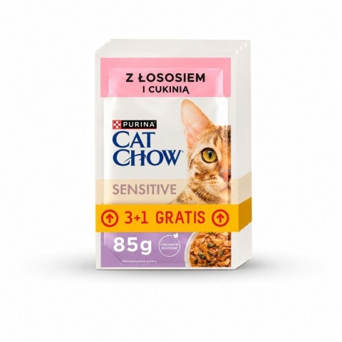 PURINA CAT CHOW SENSITIVE ŁOSOŚ + CUKINIA sasz.4 x 85g
