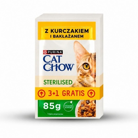 PURINA CAT CHOW STERILISED KURCZAK + BAKŁAŻAN sasz. 4 x 85g