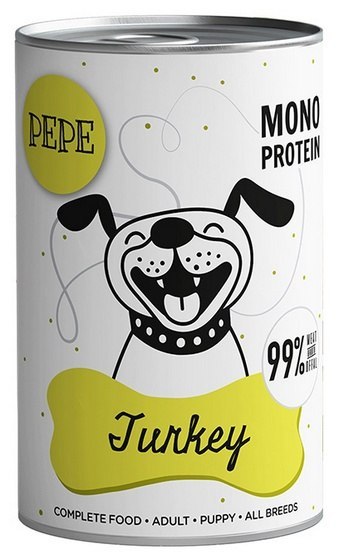 Paka Zwierzaka PEPE Turkey (indyk) puszka 400g