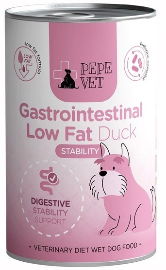 Paka Zwierzaka PEPE VET Gastrointestinal Low Fat Duck puszka 400g